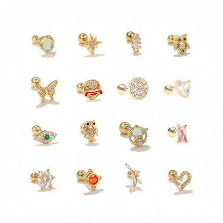 Zuola Trendy Geometric Hypoallergenic 5A Zircon Stud Earrings 18K Gold Plated Stainless Steel Posts Certified Unisex