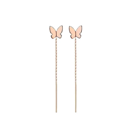 Certified 18K Kim Tong Butterfly Gold Tassel AU750 Hanging Earrings Temperament Elegant Eardrops Earrings Premium Ear Hoops