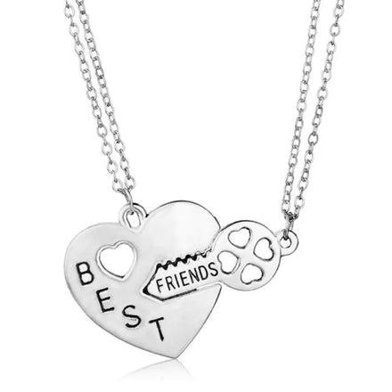 2 Pcs/set Trendy Heart Best Friends Necklace Women Hollow Heart Love Key Splicing Bff Pendants Necklaces Jewelry Gift 2023
