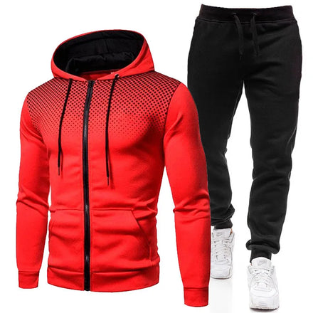 Men's 2 Piece Gym Tracksuit Gradient Dot Zip up Full Zip Closure Hoodie and Jogger Pants Athletic Jogger Kangaroo Pockets Set