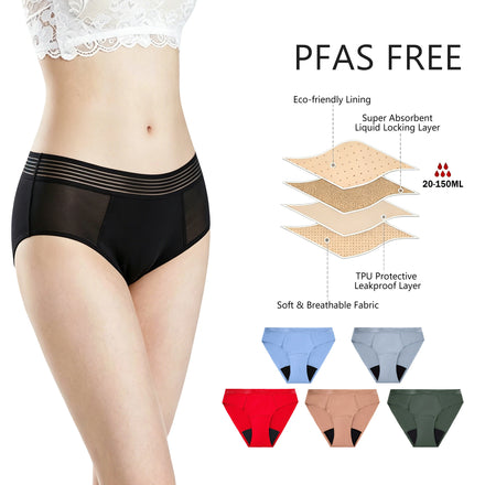 Shanhao OEM PFAS-free Seamless Leakproof Underwear Laser Cut Menstrual Panties Medium Flow Bikini Bio Based Period Panties