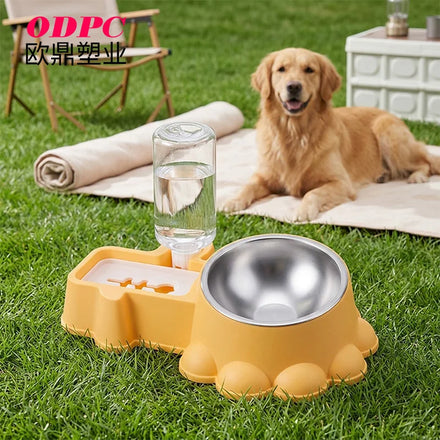 Wholesale Eco-Friendly Pet Slow Feeder Stainless Steel Automatic Vertical Water Dispenser and Food Bowl PP Material