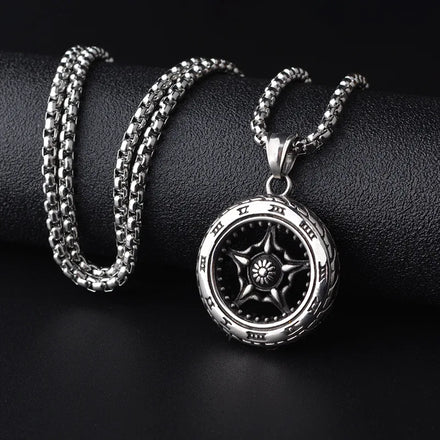 Retro Hipster Necklace Pentagram Stainless Steel Charm Necklace the Punk Men Pendant Necklace Wholesale