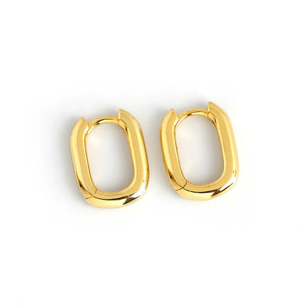 Dainty Gold Plated 925 Sterling Silver Oval Shape Hoop Earrings for Women