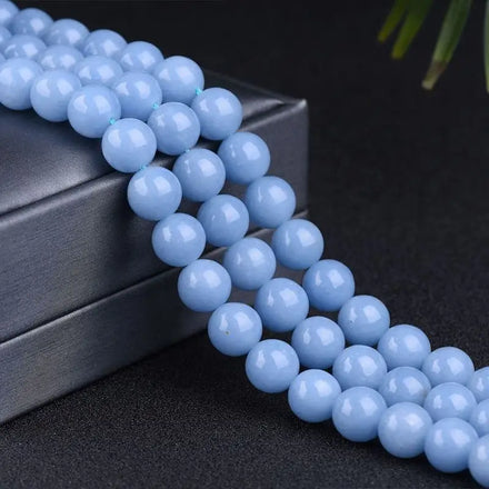 Wholesale Natural Blue Angel Stone Beads Round Loose Beads Angel Round Beads for Jewelry Making Diy Bracelet