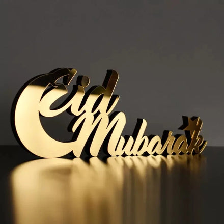 Eid Mubarak Letter Wood Acrylic Sign for Ramadan Party Decorations Islamic Decor for Table Ramadan Decorative Supplies