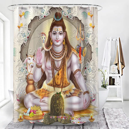 India Elephant Mandala Shower Curtain Religion Lord Buddha Ganesha Art Waterproof Bathroom Decor Lord Shiva Bath Polyester