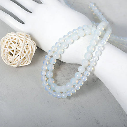 Wholesale 6/8/10 MM Natural Stone Beads White Opal Loose Beads for Bracelet Necklace Making