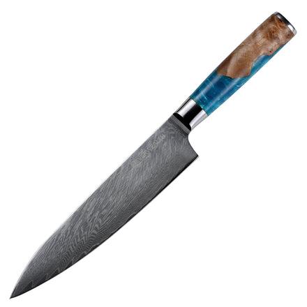 German Chef Knife Damascus High Carbon Stainless Steel Blue Epoxy Resin Handle Kitchen Knives Japanese Damascus Knife Set