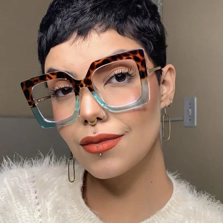 Latest Design Women Oversized square Eyeglasses Frame Trendy Lady Eyewear Frame Optical Blue Light Blocking Glasses