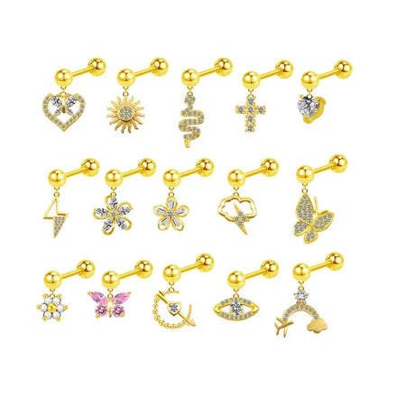 Gaby Stainless Steel Cartilage Helix Piercing Earrings Fashion Jewelry with Gold Plating Face Piercing Jewelry-Wholesale