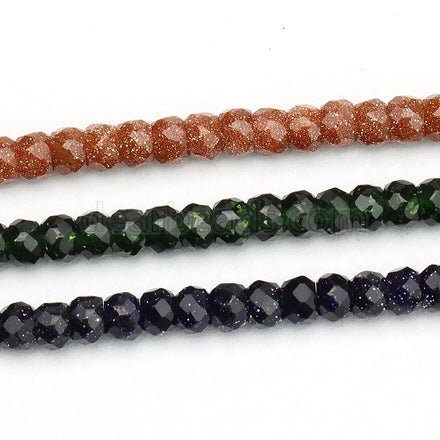 Natural Small Tiny Rondel Sandstone Faceted Gemstone Beads 2*3 mm Faceted Rondelle Goldstone Stone Beads for Jewelry Making
