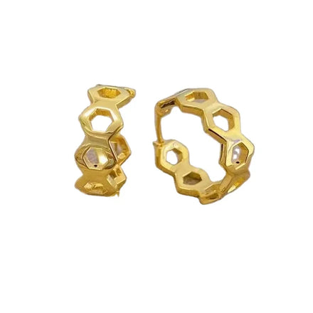 Certified 18K Gold Honeycomb Ear Clip Au750 Colored Gold Fashion Simple Princess Series Earrings Water Shell Wholesale