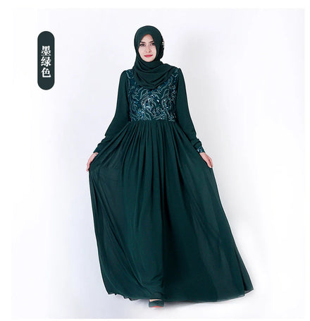 2022 Ramada Women Muslim Eid Dress Modest Satin Maxi Dresses Islamic Clothing