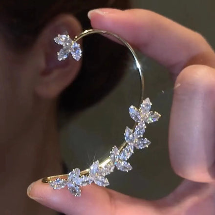 Sparkling Leaf Without Piercing Ear Cuff Clip Earrings Women Fashion Bling Bling Ear Cuff Earring Clip