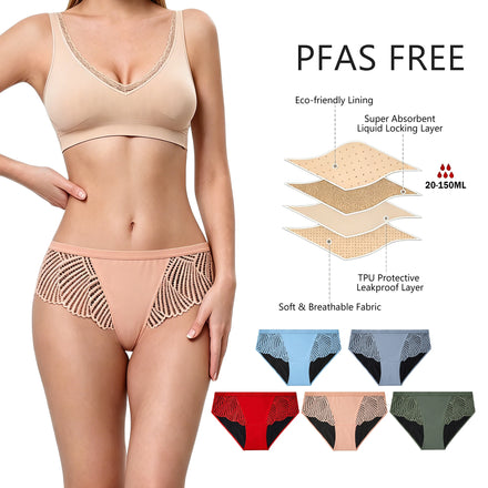 Shanhao OEM Women's PFAS-free Period Panties High Stretch 4-Layer Absorbent Low-Rise Performance Bio Based Period Underwear