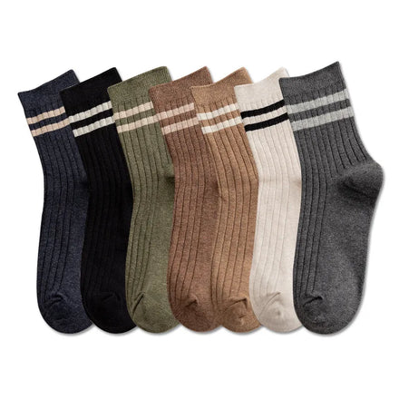 Men's Socks Autumn and Winter New Classic Two bar College Style Breathable Cotton Tube Socks