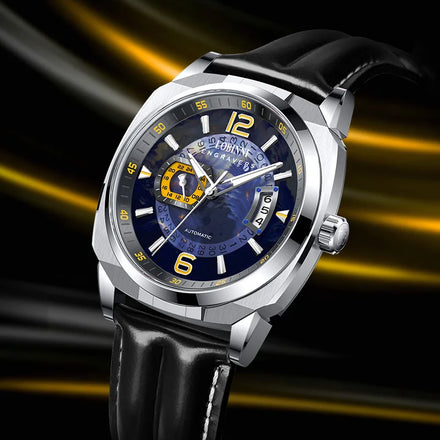 For lobinni Top Brand Men's Sports Watch Square Luminous Pointer Automatic Mechanical Charm Miyota Movement Water Resistant