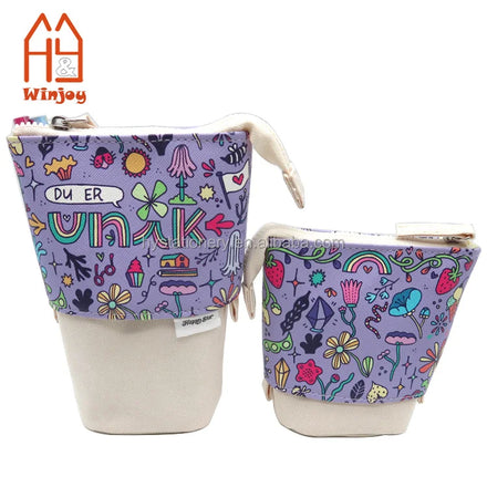 Custom Creative Desk Standing Pop-Up Telescopic Stationery Organizer Pencil Case/Pouch Pen Holder Cosmetic Makeup Portable.
