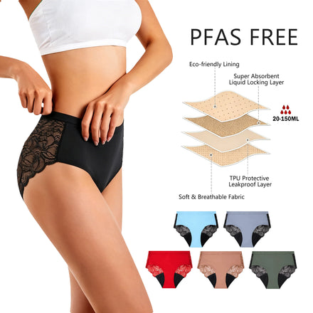 Shanhao OEM PFAS-free Period Bikini Panties Organic Cotton Medium Flow Menstrual Panties Bio Based Period Underwear for Women