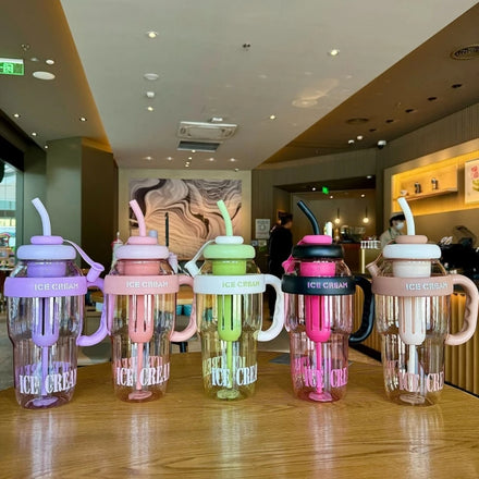 New 2024 High-value Large-capacity Water Cup with Handle Portable Straw Cup Scented Tea