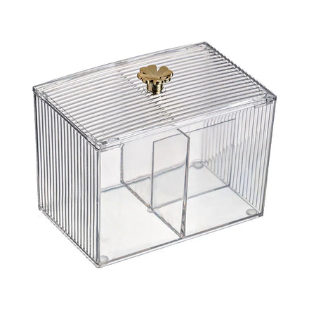 Transparent Plastic Foldable Desktop Storage Box Qtip/Cotton Pad/Cotton Swab Holder Dispenser for Bathroom and Tool Organization