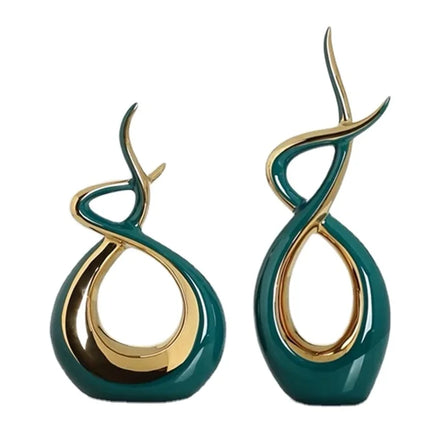 2026 Unique Artistic Style Home Decoration Accessories Other Home Decor Plating Green Gold Ceramic Decor Ornaments