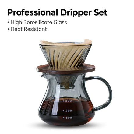 Kingze 600ml Glass Coffee Pitcher Heat Resistant Pour Over Coffee Server Coffee Sharing Pot for Home Office Camping