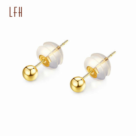 Fashionable Women Fine Jewelry Round Ball Earrings 18k Solid Beaded Stud Earrings Party Rose Gold 18k Earrings Real
