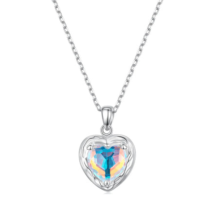 Sparkling Heart Necklace for Women 925 Sterling Silver Simple Pendant Necklace Engagement Gift Fine Jewelry BSN285