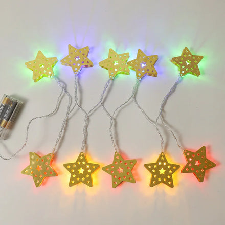 New Muslim Eid Mubarak Ramadan Festival Star Moon Painted Castle LED String Light Iron Castle Lights Palace for Holiday Party