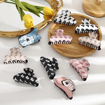 Plastic Colorful Large Fashion Girls Hair Accessories Back Decorative Claw Clips Elegant Geometric Hairclaw