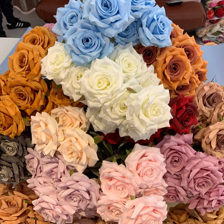 Novel Design Silk Blue Rose Centerpiece Flower Artificial Flowers Bouquet for Wedding Home Decoration