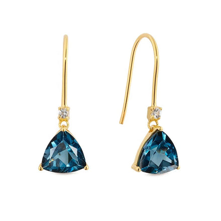 Milskye Shiny Charming Jewelry 18k Gold Plated 925 Silver Triangle Diamond Fishhook Earrings