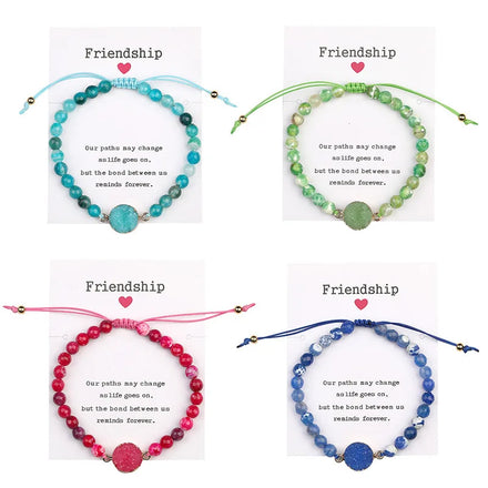 Hanpai Friendship Card Natural Stone 6mm Agate Bracelet Handmade Jewelry Bracelet Beaded Bracelets Wholesale