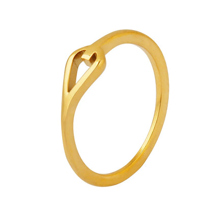 Minimalist Trendy 18K Gold Plated Stainless Steel Twist Geometric Hollow Stackable Ring for Women Daily Anniversary Wear