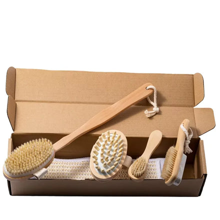 OEM/ODM Bamboo Bath and Body Gift Set for Men with Brush All Natural Body Wash Shower Hair Shampoo & Face Wash-Wholesale