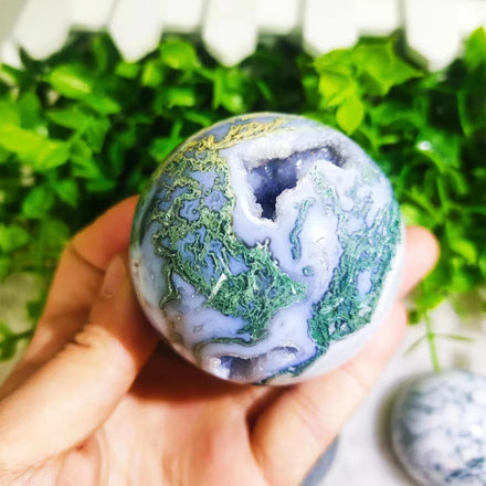 Natural Crystal Sphere Beautiful Druzy Moss Agate Balls for Decoration