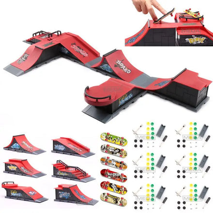 Wholesale Finger Skate Park 6 in 1 Fingerboards Fingerboard Fingerboard Rails Set Mini Skateboard Toy With