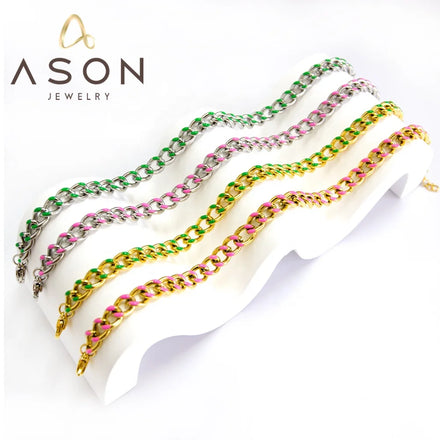 Ason Hot Selling Minimalist Stainless Steel Bracelet 18K Vacuum Gold Plated Cuban Chain Bracelet for Men and Women