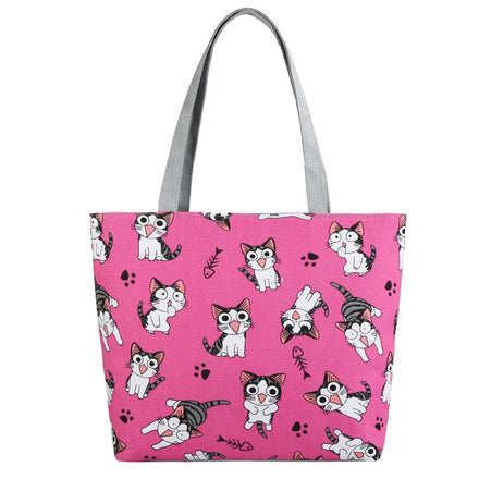 Fashion Women Dog Paws Tote Funny Casual Handbags Reusable Portable Shopping Shoulder Bag Cheap Wholesale