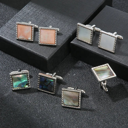 Popular Modern Design Square Crystal Cuff Links Pink White Stock Manufacture Cheap Fashion Style Cufflinks for Men