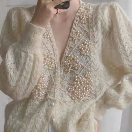 Wholesale the New Style of Temperament in Spring and Autumn of 2026 the Fresh Wispy Pearl Inlaid Cardigan Sweater and Coat
