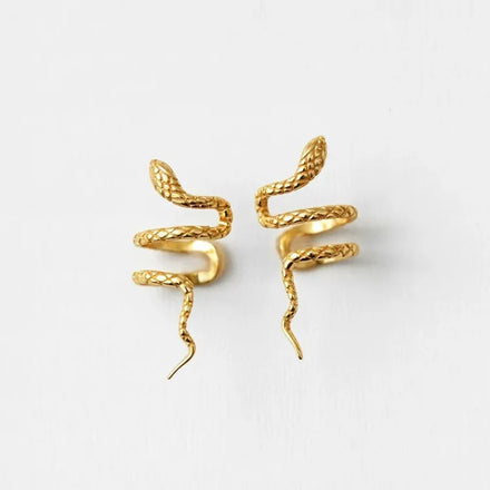 Dainty Snake Jewelry 925 Sterling Silver Gold Plated Snake Ear Cuff Climber Earrings Wholesale