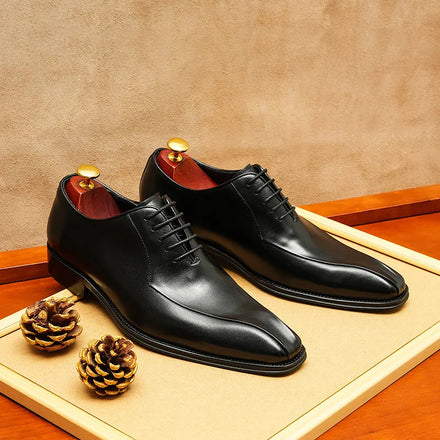 New Design Plus Size Men's Breathable Cow Genuine Leather Oxford Shoes Formal Business Office Career Professional Dress Shoes
