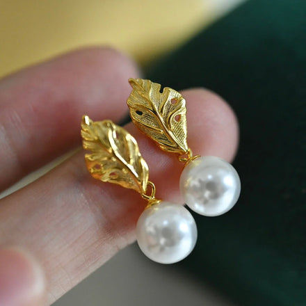 E2234 8-9mm DIY Natural Freshwater Pearl Charm Earrings Mounting Accessory 925 Sterling Silver Gold Plated Jewelry for Women