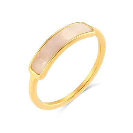 Light Luxury Friend Gift Stainless Steel Ring Jewelry Simple Thin Ring Beautiful Long Shell Ring for Women Men
