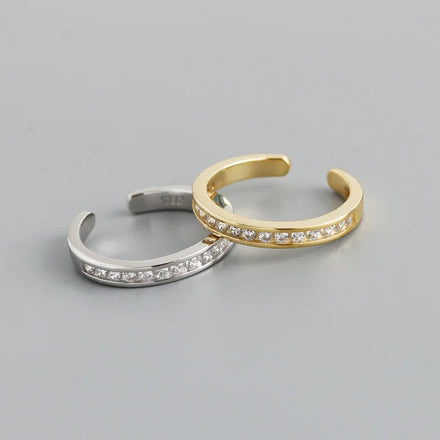 Luxury Zircon CZ Ring Lovers Gift 925 Sterling Silver Engagement Ring Lady's Open Ring