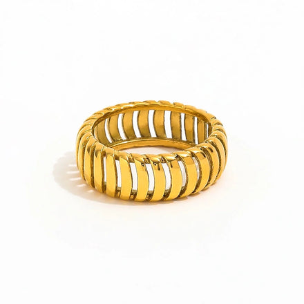 Fenny 18K Gold Plated Wholesale Tarnish Free Permanent Dainty Hollow Stainless Steel Finger Ring Trendy for Women