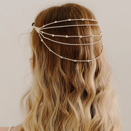 Boho Multi-layer Rhinestone Forehead Chain Jewelry Bohemian Wedding Party Crystal Headpiece Head Pieces Headdress